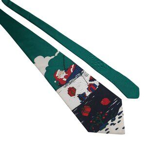 Vintage Hallmark Christmas Santa Fishing Novelty Tie By Special Ties Dad Gift